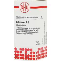 Verpackung von Echinacea D6 Streukügelchen mit rotem DHU-Logo.