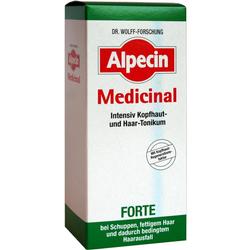 Auf der Verpackung steht "Alpecin Medicinal", ein Tonikum für Kopfhaut und Haare.