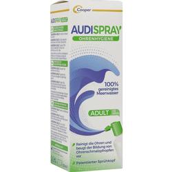 Eine Packung mit Ohrenspray für Erwachsene aus gereinigtem Meerwasser.