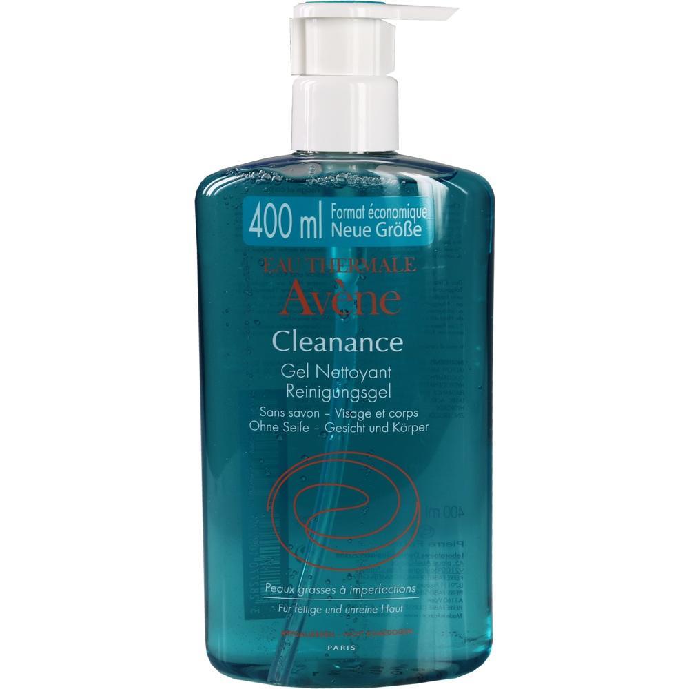 Eine Flasche Avène Reinigungs-Gel für Gesicht und Körper.