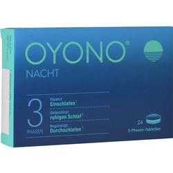 Blaue Packung mit Medikamenten zur Unterstützung des Schlafes in drei Phasen.